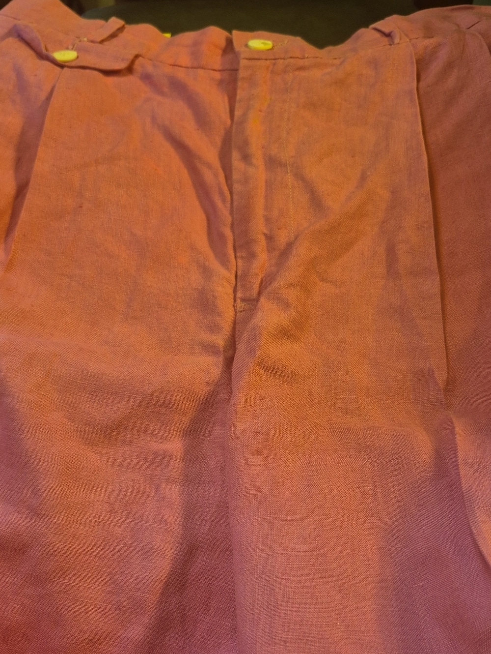 Ralph Lauren Pink Linen Button-Front Shorts